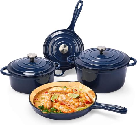 Amazon.com: QuliMetal Nonstick Enameled Cast Iron Cookware Set, Frying ...