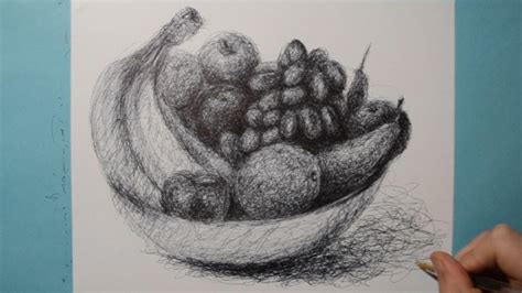 How to Draw a Realistic Fruit Bowl / Ballpoint Pen Drawing / Fun ...