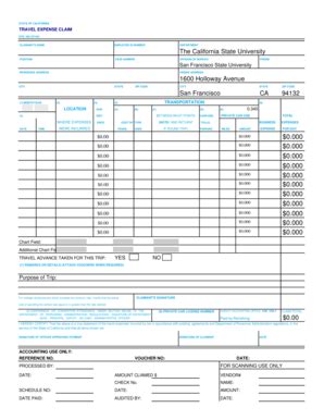 Fillable Online sfsu 262 (0704) CLAIMANT'S NAME EMPLOYEE ID NUMBER ...