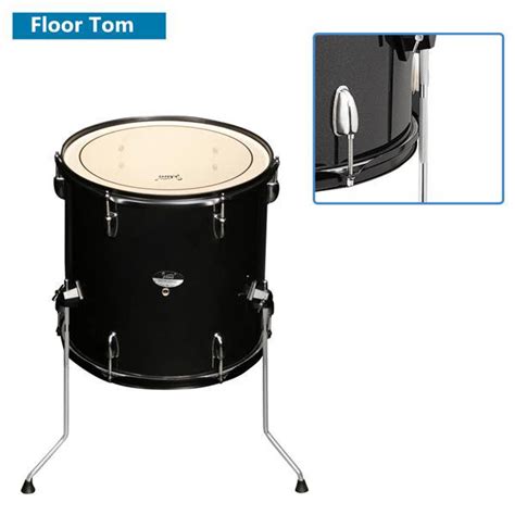 Buy Full Size Adult Drum Set 5-Piece Black with Bass Drum, two Tom Drum ...