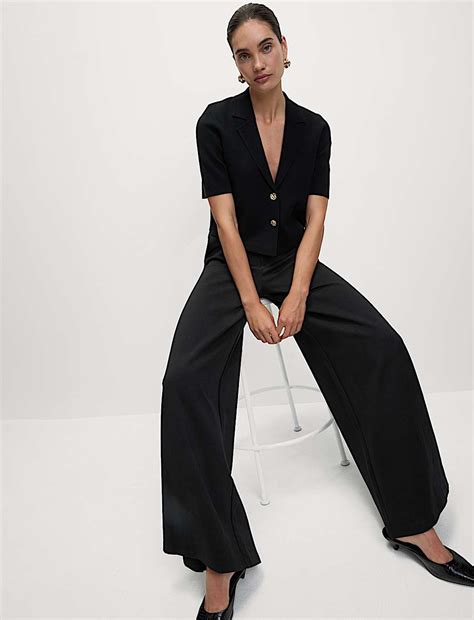 Buy Ponte Elasticated Waist Palazzo Trousers at Marks & Spencer