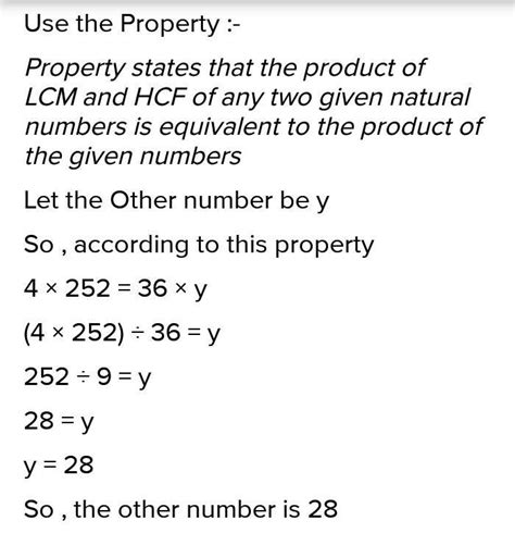 the head and LCM of two numbers are 4 and 252 represent least one of ...
