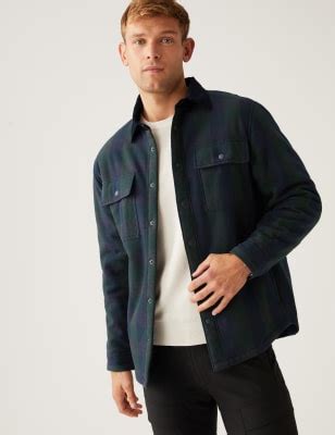 Cotton Blend Borg Lined Check Shacket