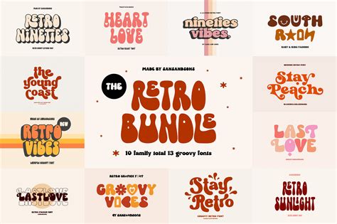 Retro Groovy Font Bundle 01 Cricut Fonts, Canva Font, Procreate Fonts ...