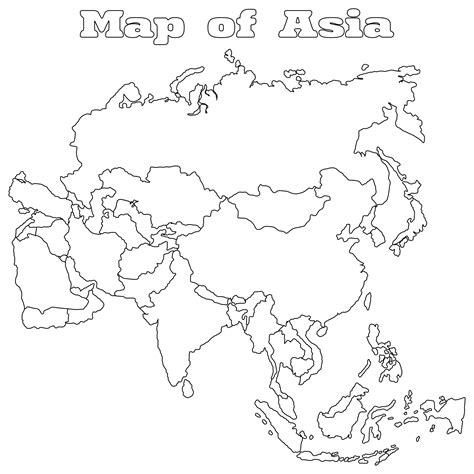 Black And White Map Of Asia - 10 Free PDF Printables | Printablee