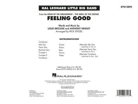 Feeling Good (arr. Rick Stitzel) - Full Score by Leslie Bricusse ...
