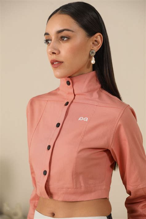 Coral Cropped Jackets for Women - Organic Cotton