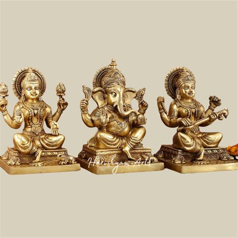 brass Laxmi Ganesh Sarawati statues