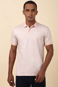 Allen Solly Self Design Men Polo Neck Orange T-Shirt - Buy Allen Solly ...