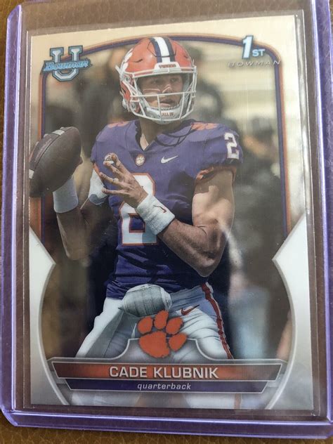 CADE KLUBNIK 2022 Bowman Chrome University RC #42 CLEMSON Base 1st ...