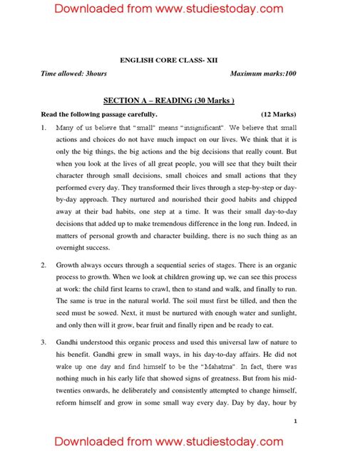 CBSE Class 12 English Sample Papers 的图像结果