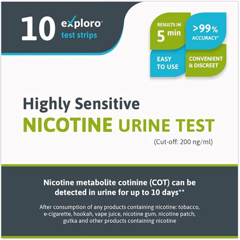 Amazon.com: Exploro Highly Sensitive Nicotine Test - Detects Nicotine Metabolite Cotinine in ...