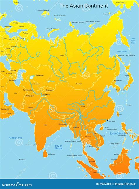 Map of asian continent stock illustration. Illustration of asian - 5937304