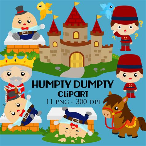 Humpty Dumpty Classic Story Rhymes Vector Clipart Illustrations ...