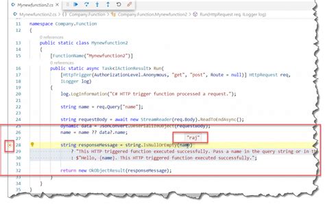 Debug Azure Functions Locally 的图像结果