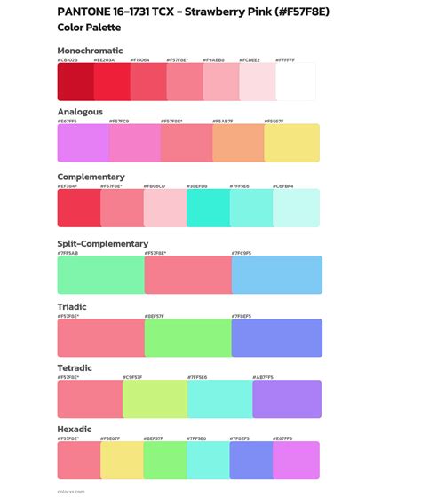 PANTONE 16-1731 TCX - Strawberry Pink color palettes - colorxs.com