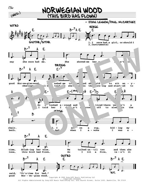 The Beatles "Norwegian Wood (This Bird Has Flown) [Jazz version]" Sheet ...