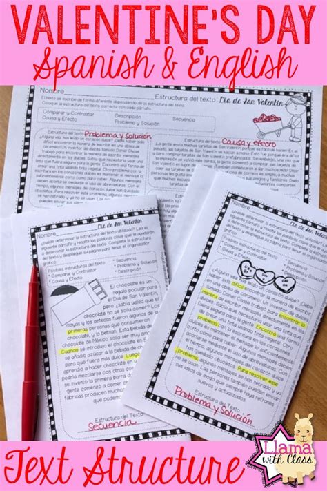 Valentine's Day Reading Passage Text Structure Worksheets in English ...
