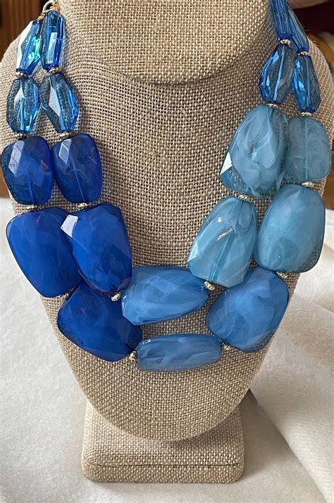 Chunky Necklace, Statement Necklace, Statement Necklace for Women, Blue ...