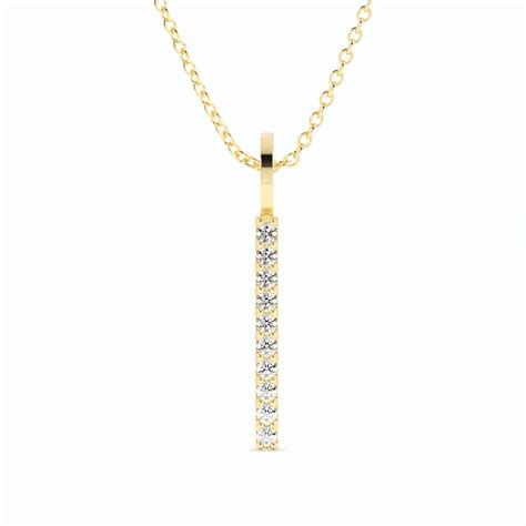 Round Natural Diamond Vertical Bar Pendant Necklace – Luvari