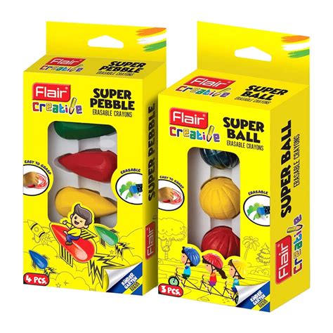 FLAIR Creative Series Bright Shades Pebble Erasable Crayons & Bright ...