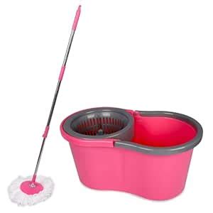 Sumoware Industries Plastic Bucket Quick Spin Mop with 1 Microfiber Wet ...
