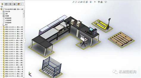 工厂仓库管理流水线布局图纸设计模型_整体效果模型下载-摩尔网CGMOL