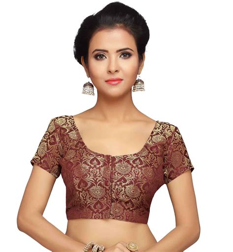Women's Maroon Brocade Blouse (Design 1969) – Studio Shringaar