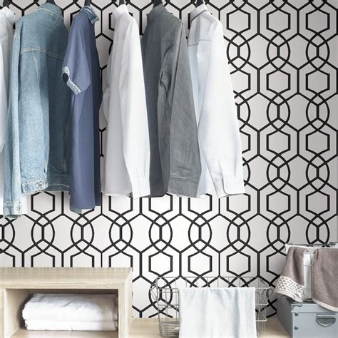 Scott Living 30.75-sq ft Charcoal Vinyl Geometric Self-Adhesive Peel ...