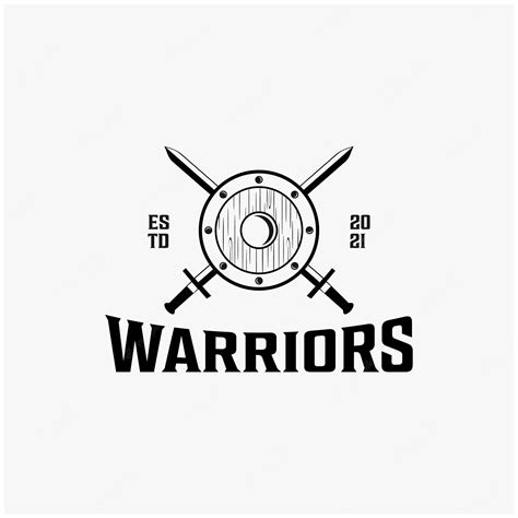 Vintage warriors swords and shield logo design | Premium Vector