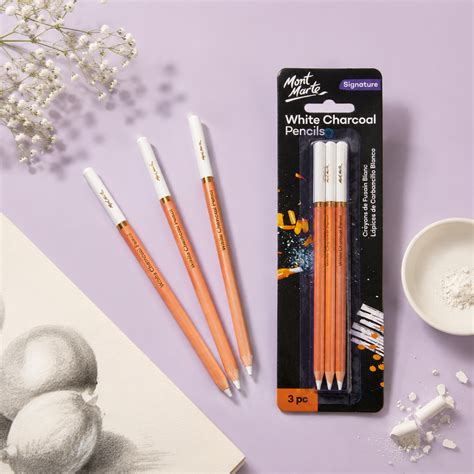 Mont Marte White Charcoal Pencils – 3PCS Set – The Good Store
