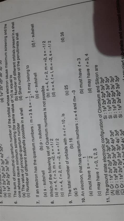The ground state electronic configuration of Chromium and Silicon are..