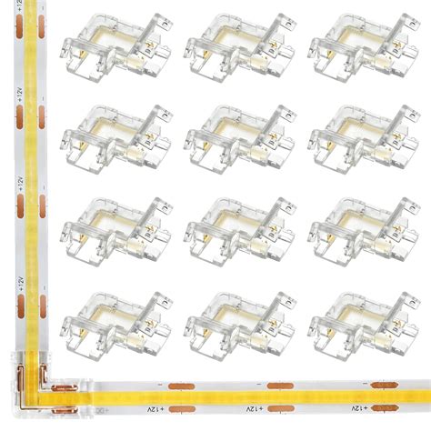 Buy RGBZONE 12Pcs 2Pin L-Shaped COB LED Connectors 8mm Strip to Strip ...