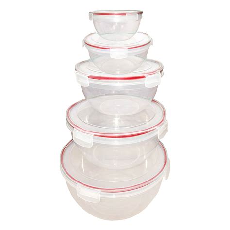 Farberware 10-Piece Round Food Storage Container Set, Red