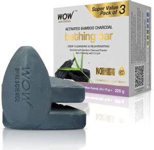 WOW SKIN SCIENCE Activated Bamboo Charcoal Bathing Bar - with Bamboo ...