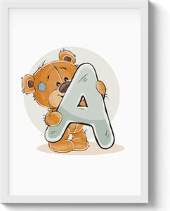 GS Decor Cute Teddy Letter 'A' Nursery Wall Frame | Wall Decor | Ready ...