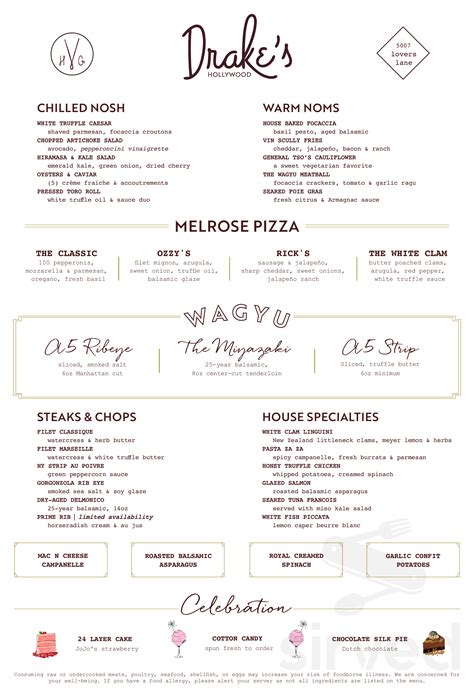 Menu for Drake's in Dallas, TX | Sirved