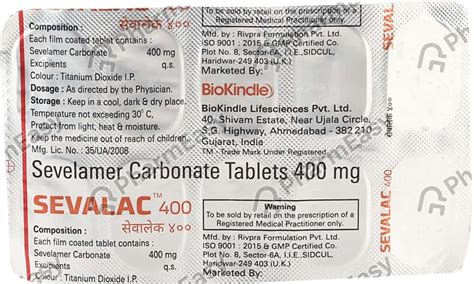 Buy Sevalac 400 MG Tablet (10) Online at Flat 15% OFF | PharmEasy