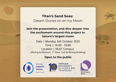 Titan’s Sand Seas: Desert Dunes on an Icy Moon, Namibia University of ...