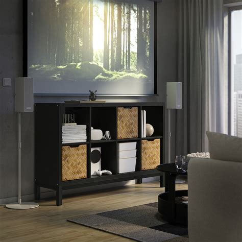 KALLAX shelving unit with underframe, black-brown/black, 147x94 cm (577 ...