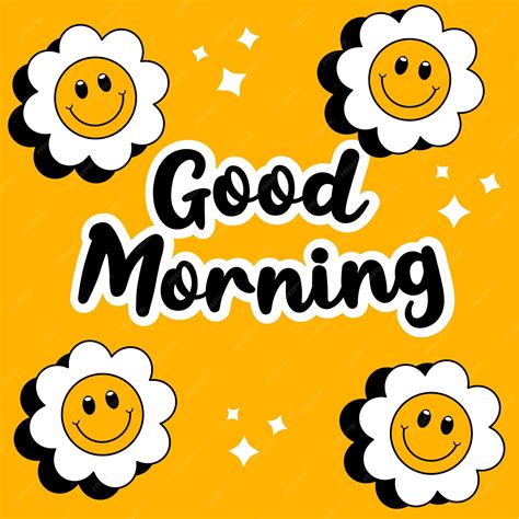 Premium Vector | Good Morning With background flowers emoji Vector