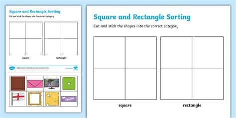 👉 Square and Rectangle Sorting Worksheet (teacher made)