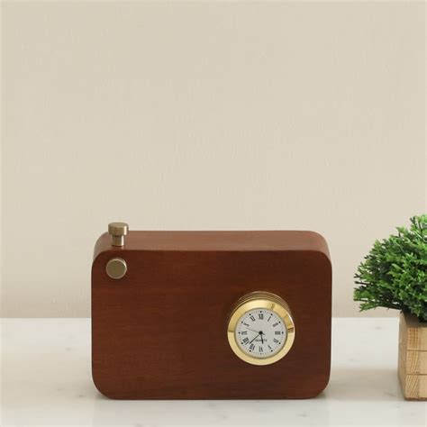 Buy VEDAS Kiki Wood Camera Table Clock - 15cm from Vedas at just INR 3199.0