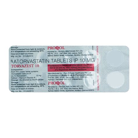 TORVAZEST 10MG TABLET 10'S Price, Uses, Side Effects, Composition ...