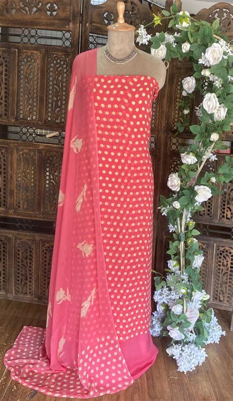 Georgette Polka Dot Rust Pink Suit Fabric / Polka Dots Suits – Studio CKC