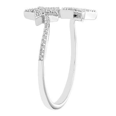 Sterling Silver 1/5 Carat T.W. Diamond Open Double Star Ring