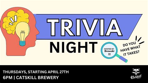 Trivia Night with Drewski at Catskill Brewery, Catskill Brewery ...
