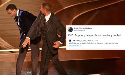 Fan Tweet Predicting Will Smith Slapping Comedian Chris Rock In 2016 ...