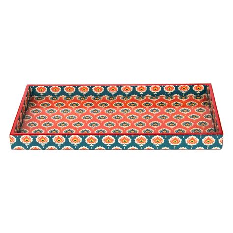 Chumbak Wood & MDF Tribal Blossom Pink Serving Tray : Amazon.in: Home ...