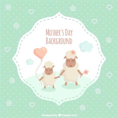 Schöne Schafe Karte der Mutter Tages | Kostenlose Vektor